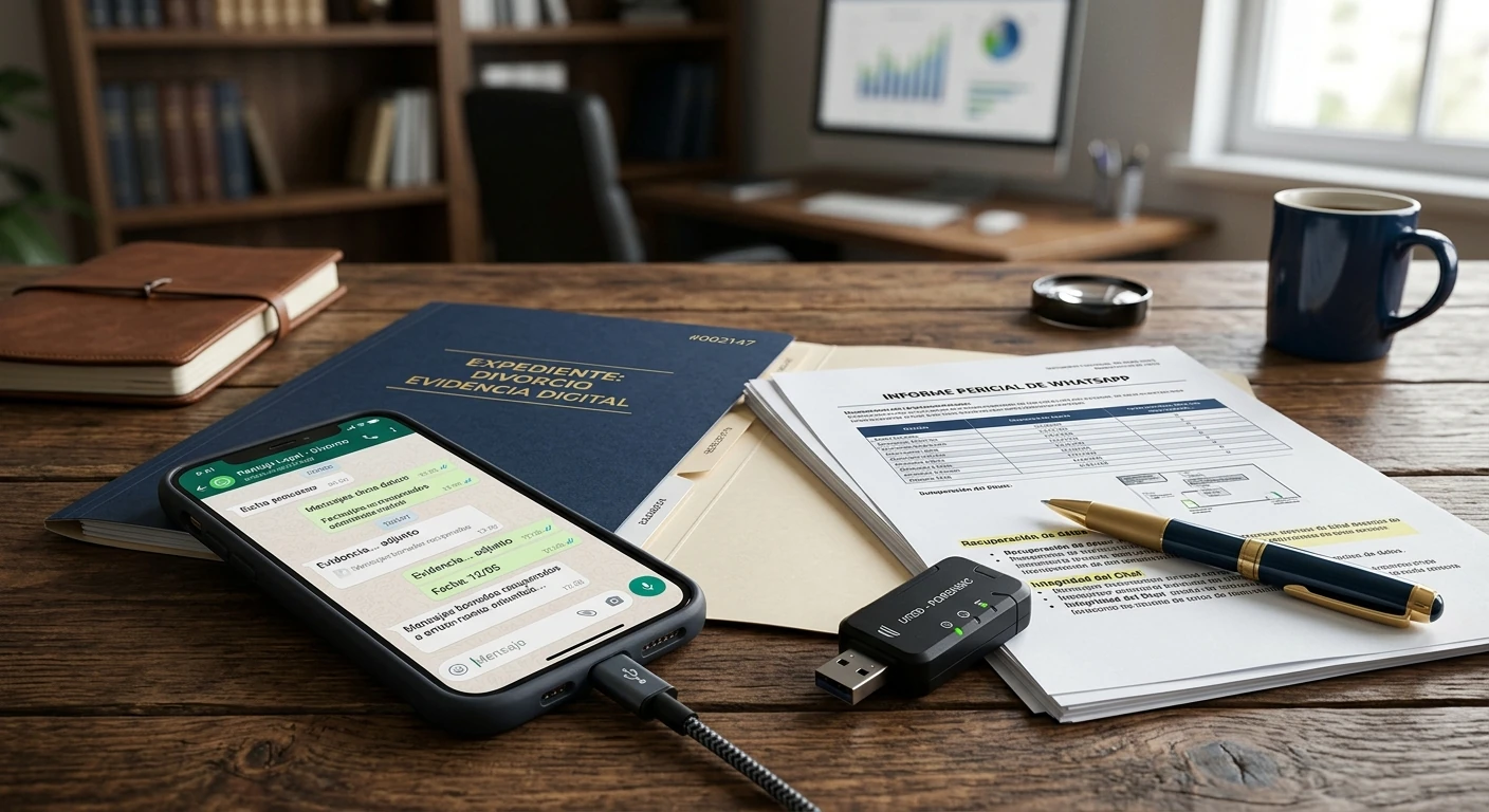 Peritaje de WhatsApp para divorcio: extracción forense de mensajes en laboratorio
